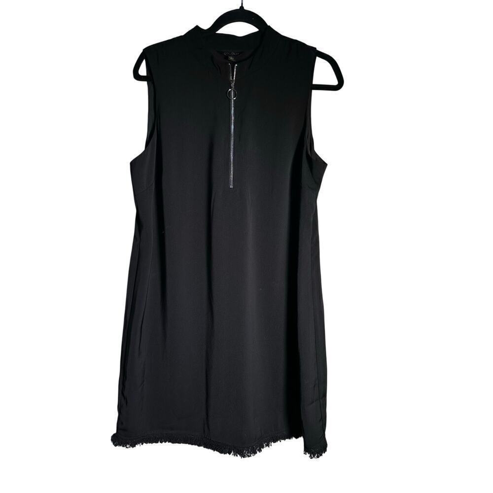 Goldray Women's Black Front Zip Sleeveless Mini Dress Size Large